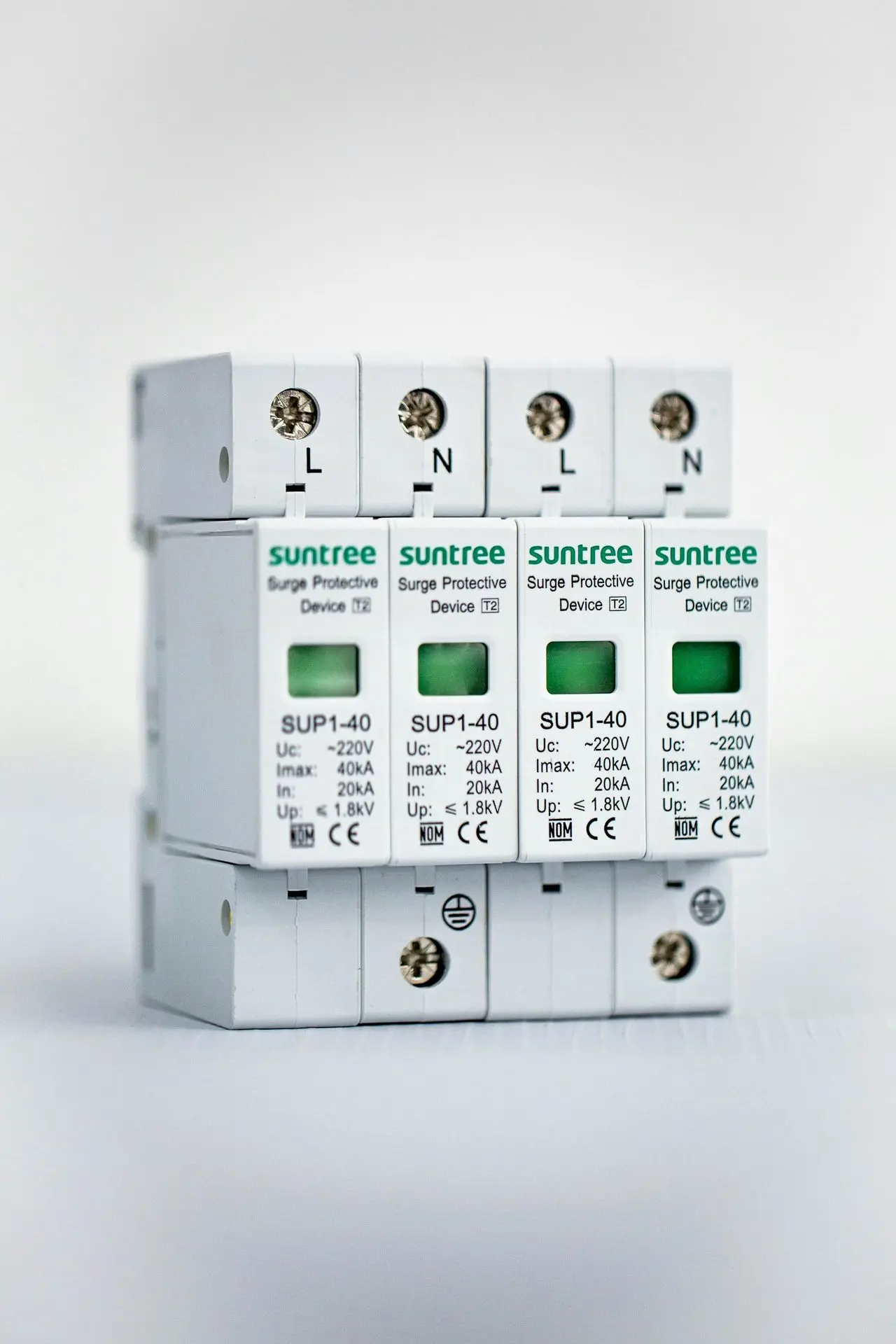 a group of three surge breakers sitting next to each other