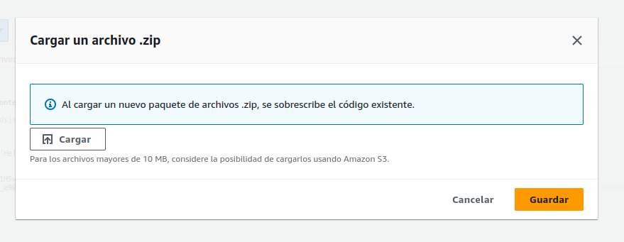 cargar archio zip