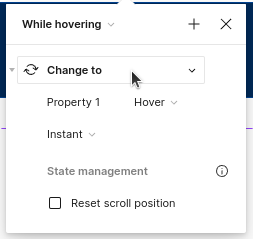 Elegir la acción Change to en Figma