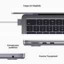 MacBook Air, 13.6“, M2, RAM 8 GB, SSD 256 GB, Gris espacial